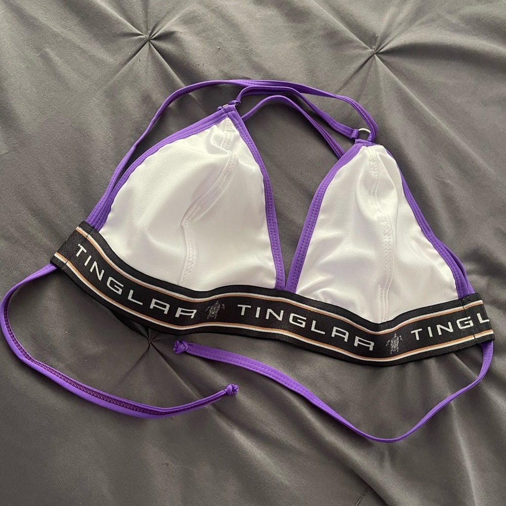 Women's Purple and White Triangle Bralette
